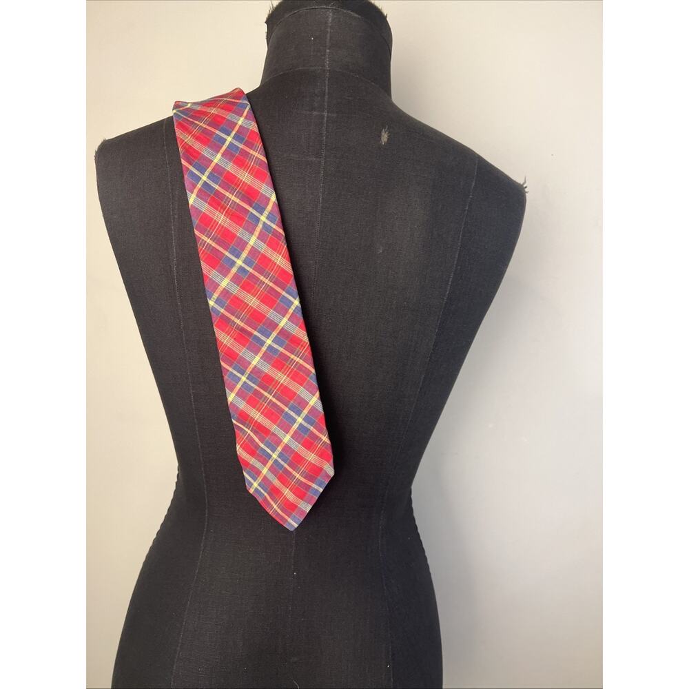 Rooster Men’s Neck‎ Tie For John Wanamaker Red Plaid 3x56